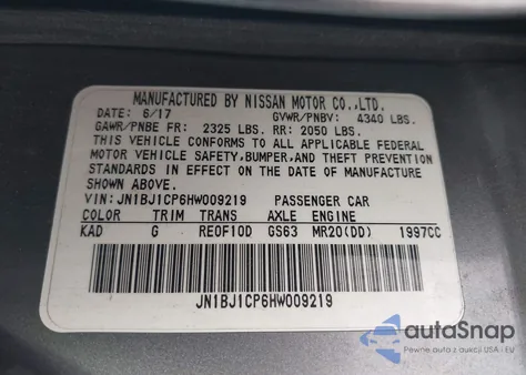 2017 Nissan Rogue Sport S from USA, damaged, VIN JN1BJ1CP6HW009219